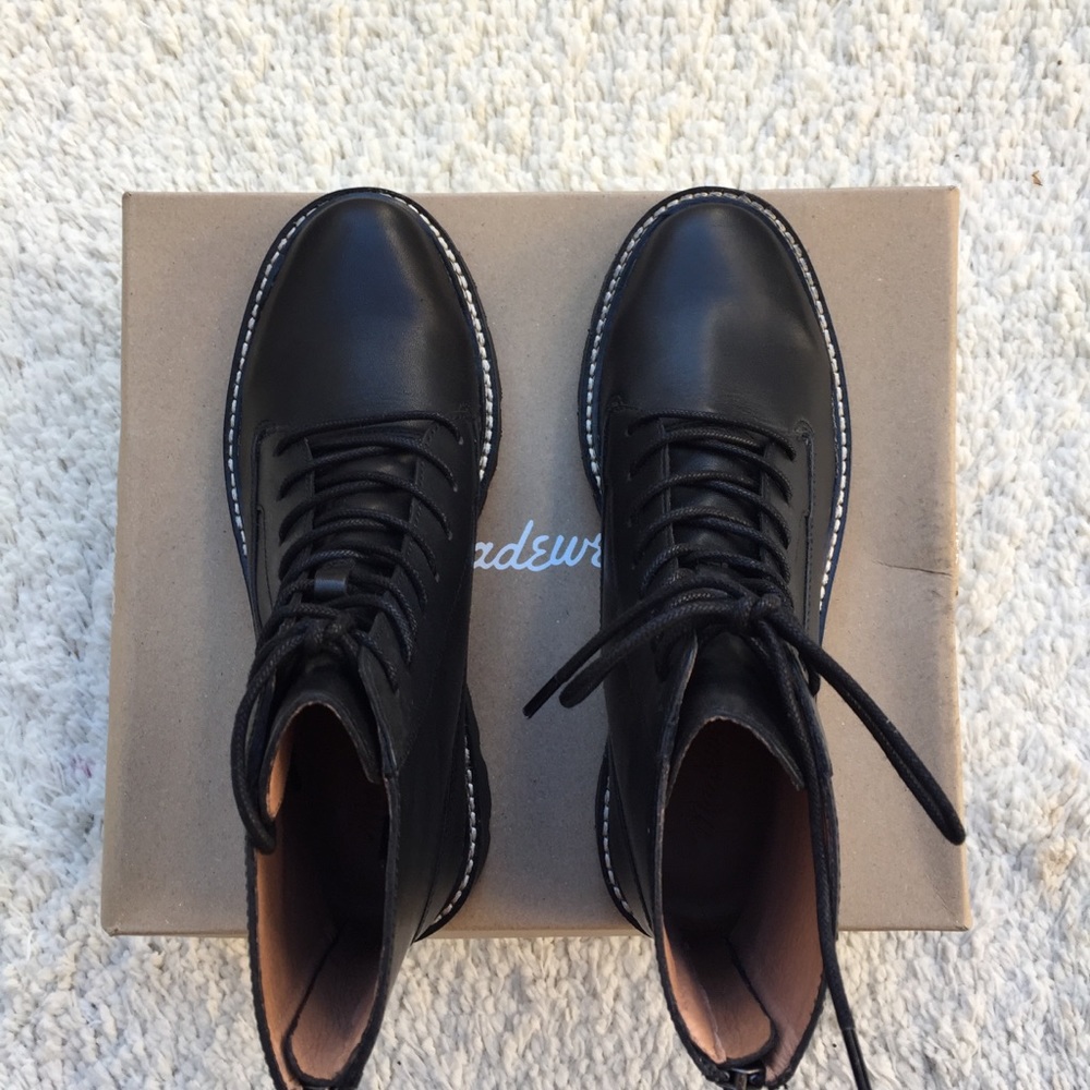 NEW! Madewell Lugsole Lace-up Boots In Leather